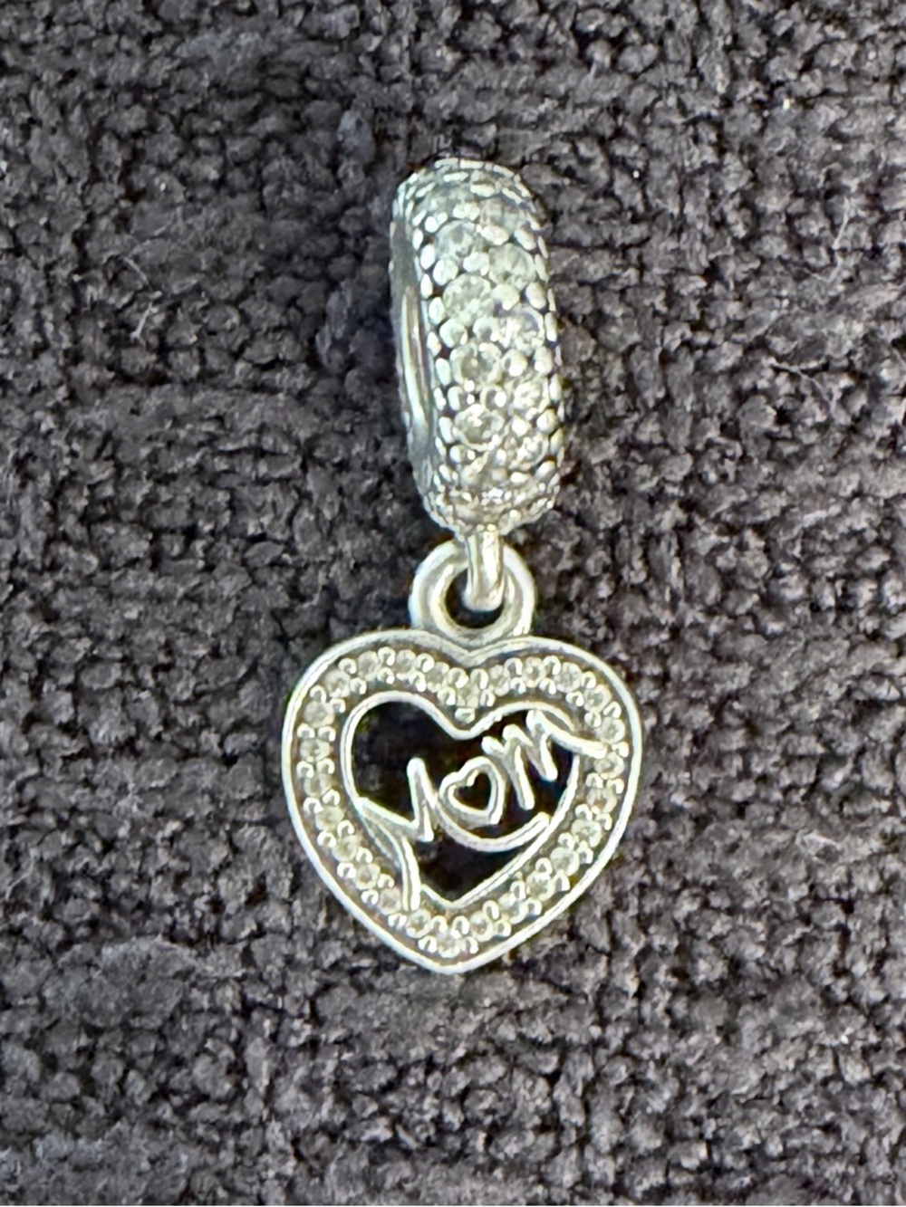 Pandora Silver Heart 'Mom' Dangle Charm